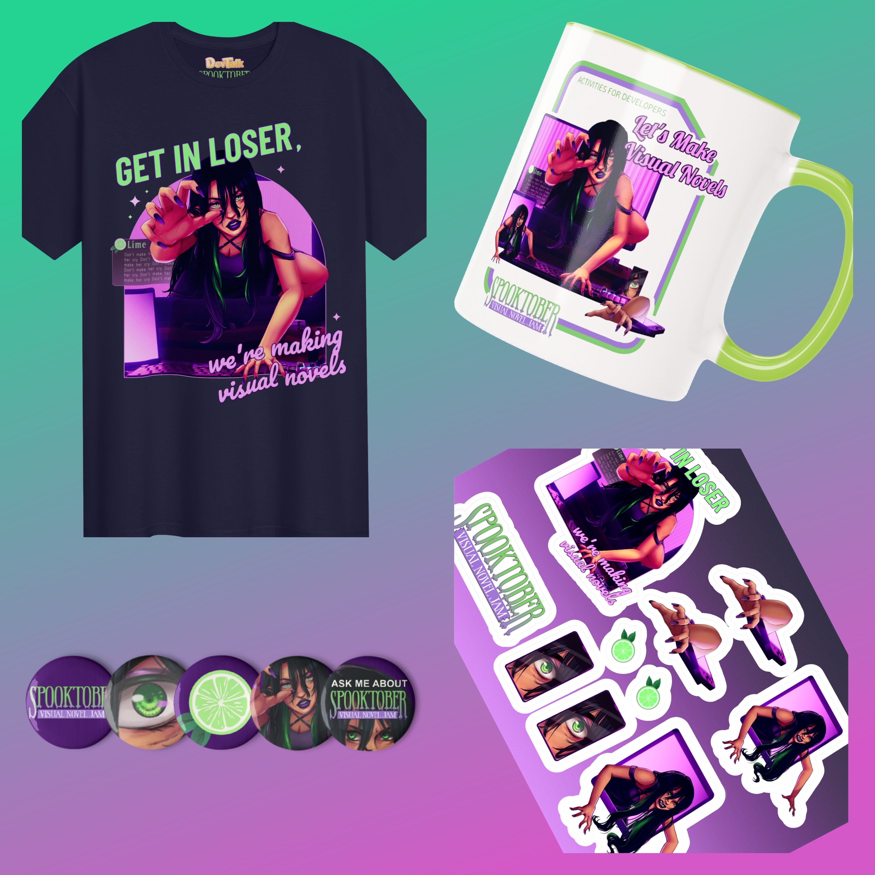 Spooktober Visual Novel Jam merchandise
