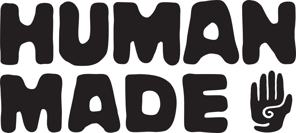 A logo that reads Human Made with a stylized handprint