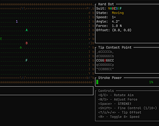 ASCII Billiard game screenshot