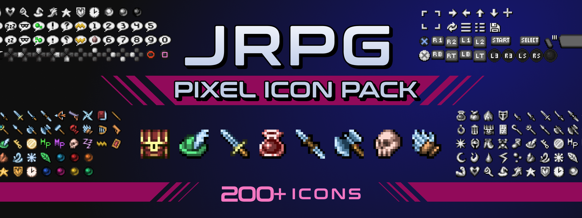 JRPG Pixel Icon Pack - 200+ Icons
