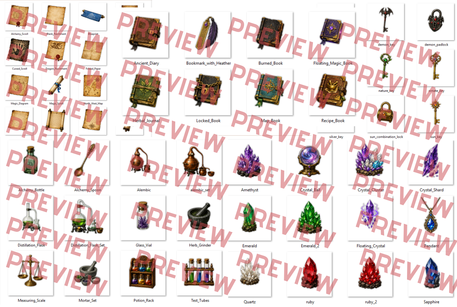 ⚔️ [FREE DEMO AVAILABLE] 119 Transparent Fantasy RPG Assets for Your Jam Project!
