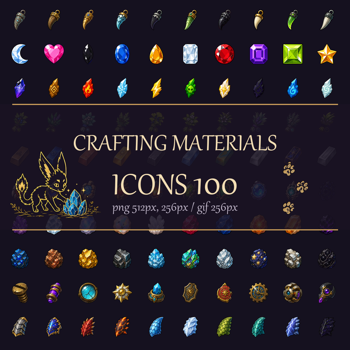 Fantasy Crafting Materials Icons 100 by Lantern Ruins