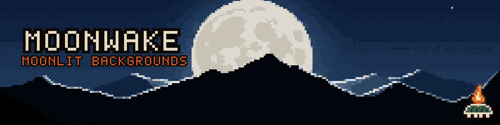 Moonwake — Moonlit Pixel Art Backgrounds (Night Sky, Moon, 16:9)