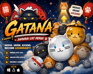 Gatana - Samurai Cat Merge game screenshot