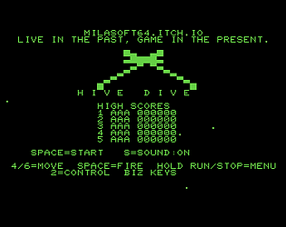 80 Column Commodore PET Hive Dive Galaga clone game screenshot