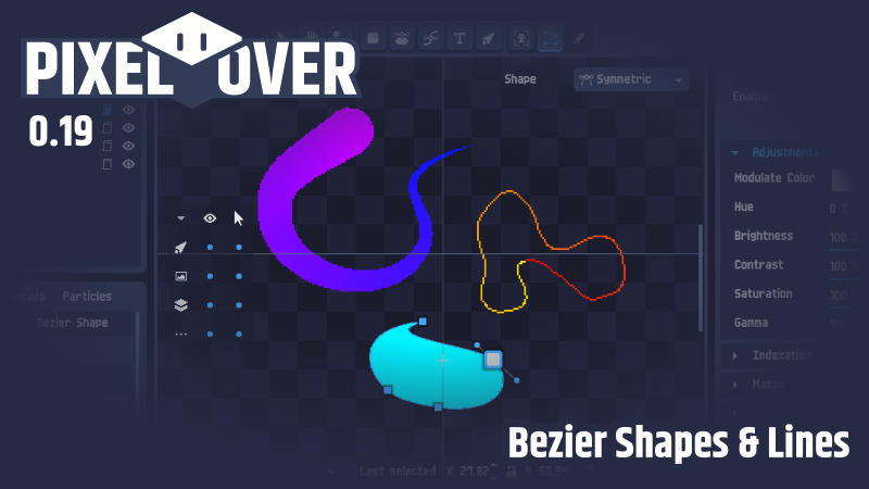 PixelOver 0.19 - Bezier Shapes & Lines devlog preview