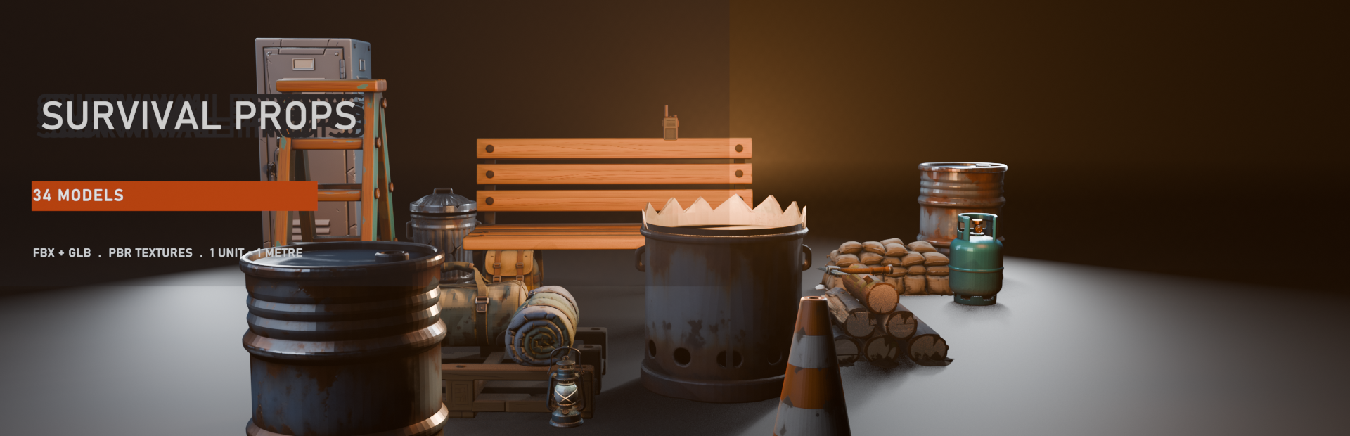 Stylized Survival Props - 34 Game-Ready Models