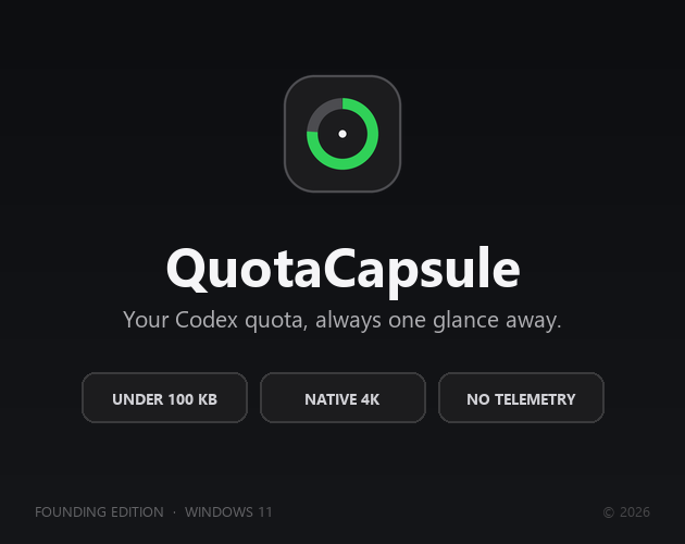 I built a 74 KB Windows taskbar app that shows my Codex quota — looking for honest feedback logo