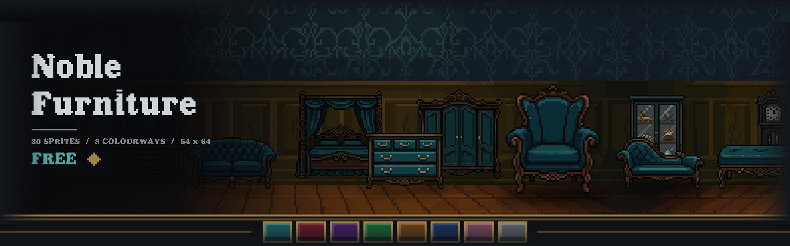 Noble Interiors | 30 Victorian Furniture Sprites x 8 colourways