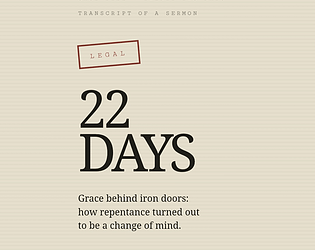 22 DAYS — Grace Behind Iron Doors [Free] [Interactive Fiction]