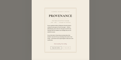 Cover image for PROVENANCE
