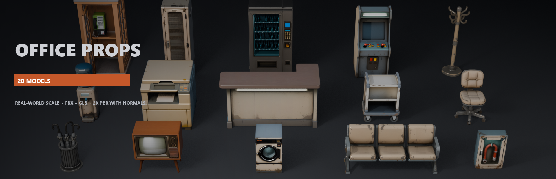 Stylized Office Props - 20 Game-Ready Models