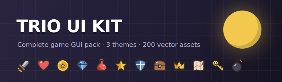 Trio UI Kit — Complete Game GUI Pack (3 Themes + 110 Icons)