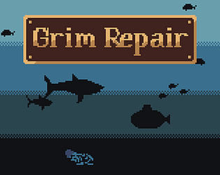 An ocean scene in pixel art with the title Grim Repair