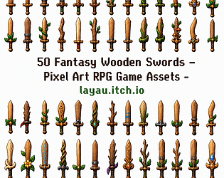 50 Fantasy Wooden Swords – Pixel Art RPG Game Assets game screenshot