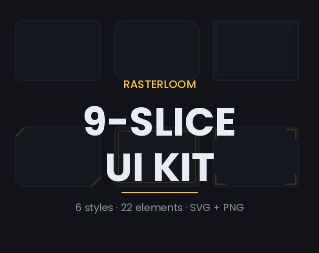 9-Slice UI Kit — 6 Styles, 132 Stretchable Sprites by Rasterloom