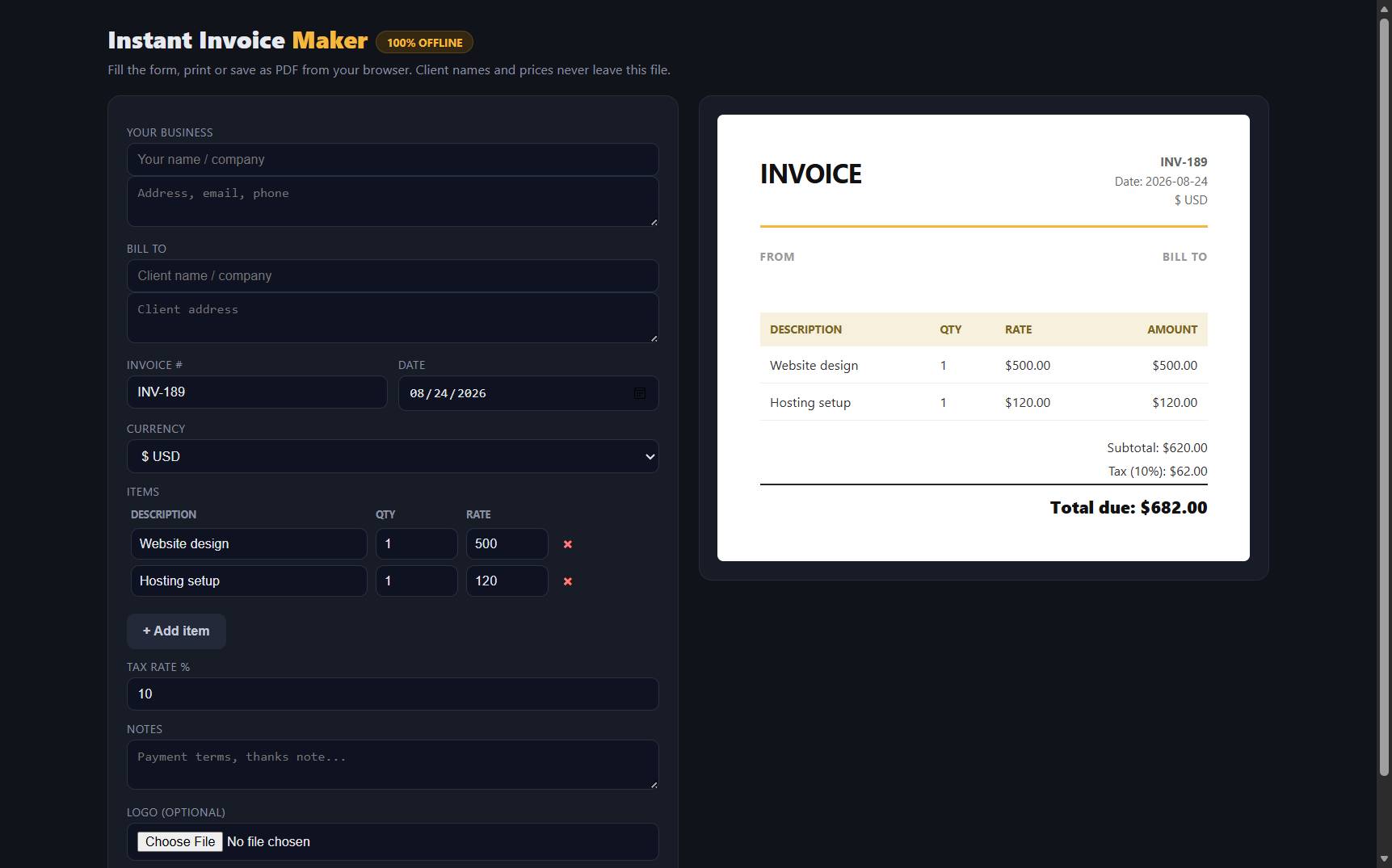 Instant Invoice Maker