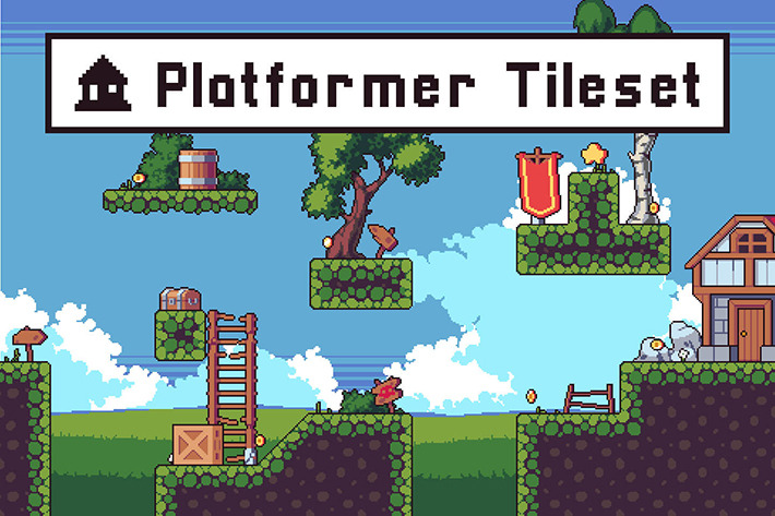 Platformer Tileset Pixel Art by Free Game Assets (GUI ...