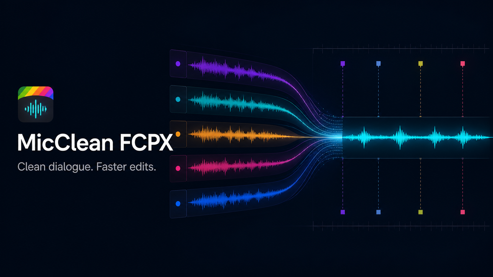 MicClean FCPX: multichannel dialogue brought together into a clean audio track