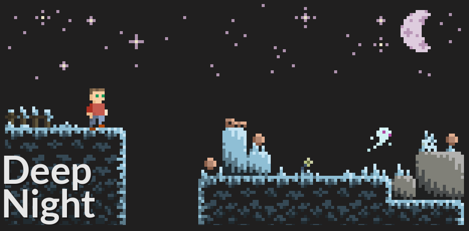 Deep Night - 8x8 Platformer Assets Tileset (CC0, Free)