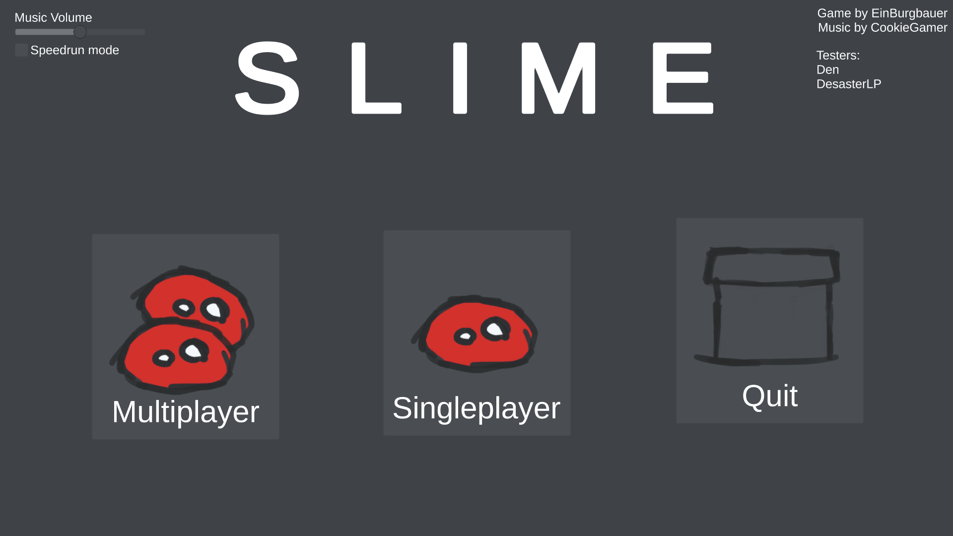 Slime version 0.9, main menu