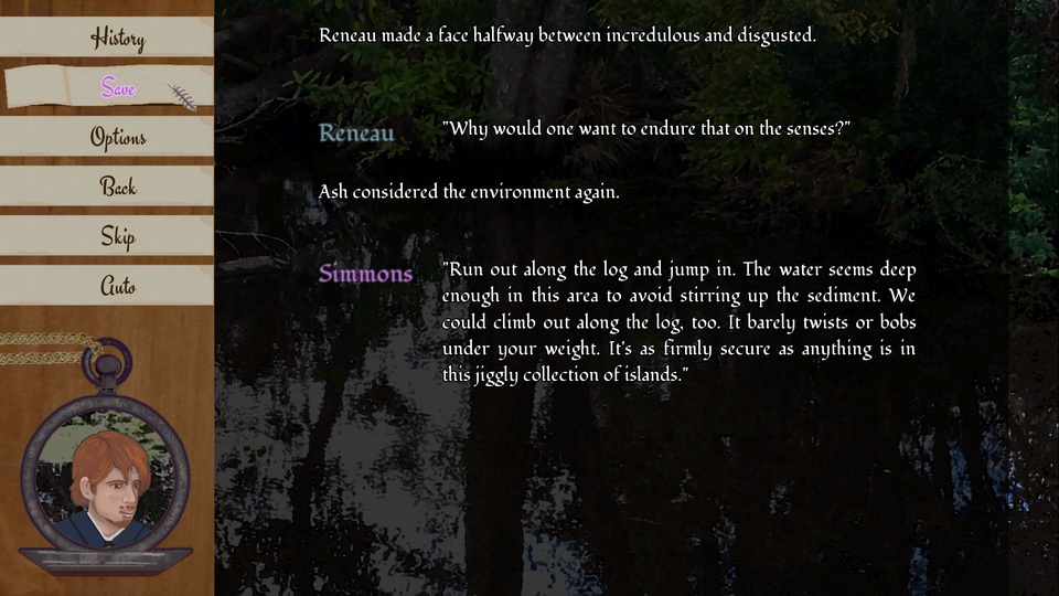 Screenshot of lines of text and the regular quick menu.