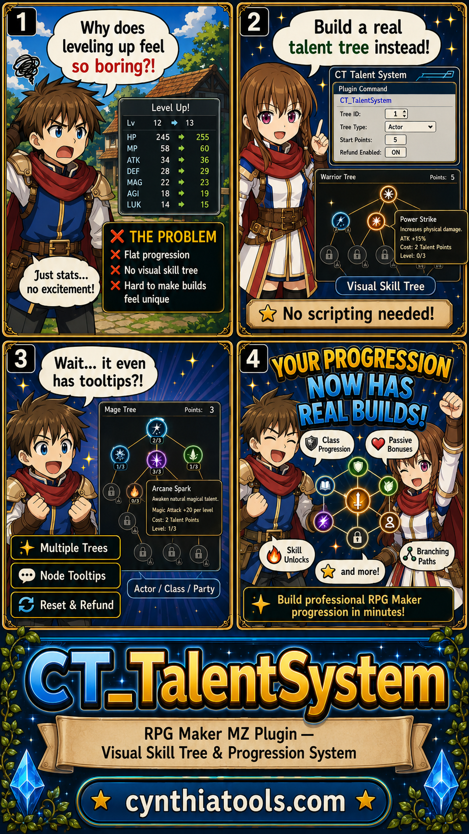 RPG Maker MZ Talent Tree Plugin – Build Visual Skill Trees & Character Progression