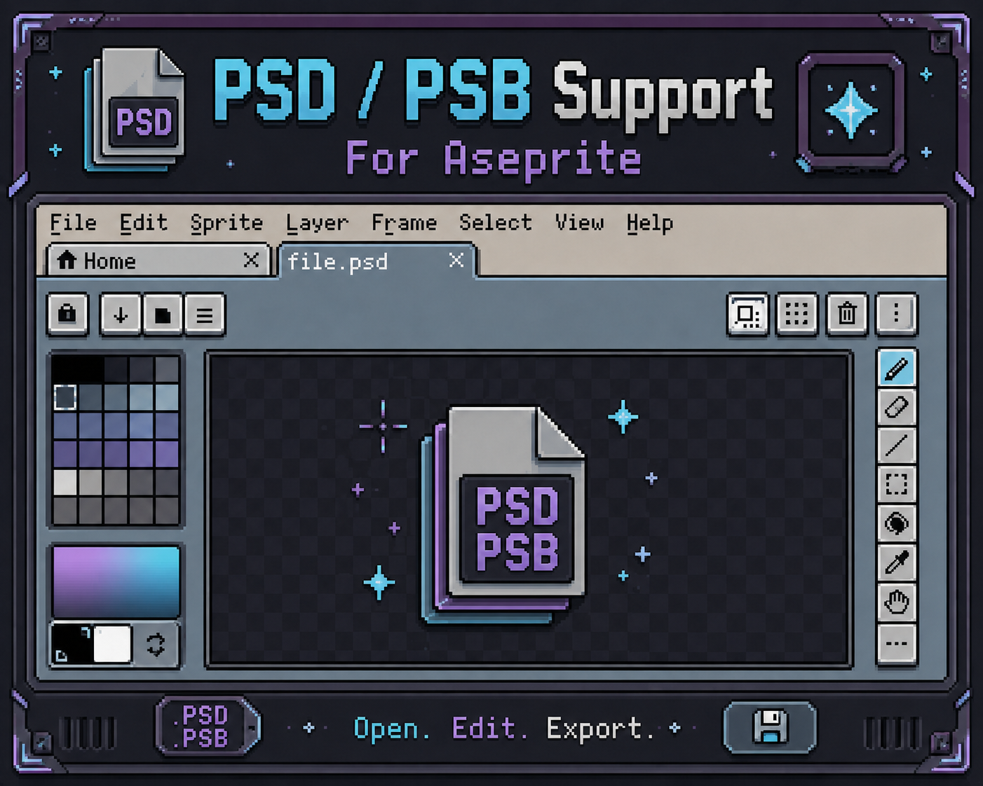 Cover image for Aseprite PSD support