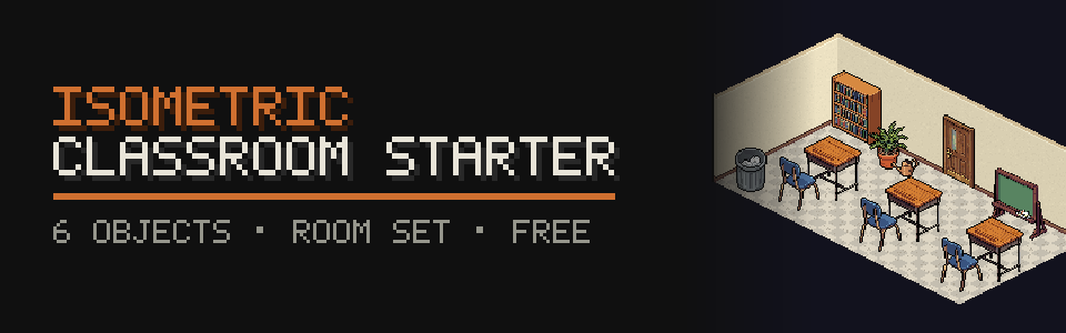 Isometric Classroom Starter: 19 Free Sprites (6 Objects + Room Set)