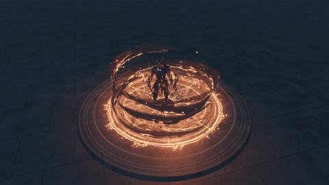 Changing aura colors around a rotating knight