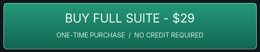 Buy VESPER Full Suite for $29 USD. One-time purchase. No DexHollow credit required.