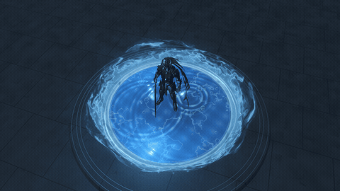 Living water with blue wispy flames, ripples and bubbles