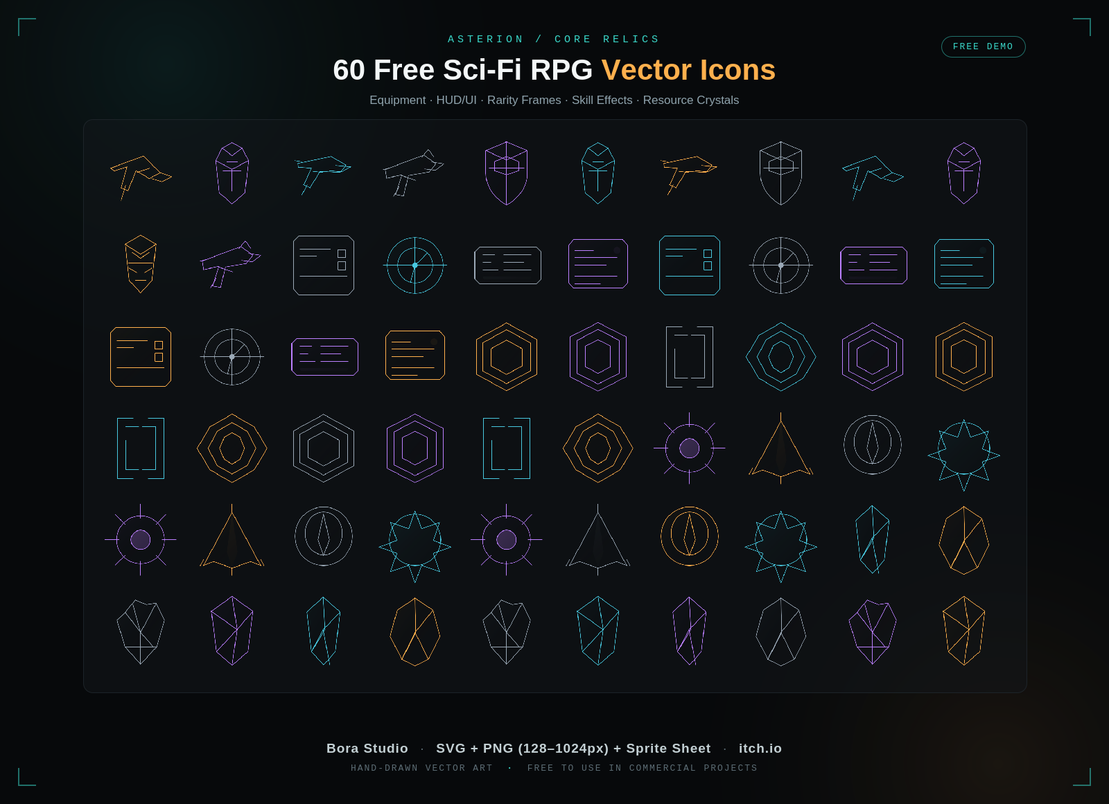 [FREE DEMO] Asterion / Core Relics — 60+ Vector Sci-Fi UI Icons ...