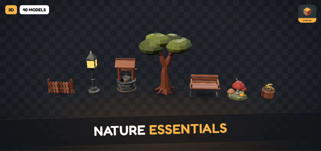 3d Cozy Nature Essentials - Low poly