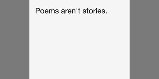 Cover image for Poems aren't stories.