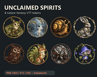 Unclaimed Spirits — 8 Nature-Fantasy VTT Tokens [$2.00]