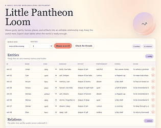 Little Pantheon Loom — Relational Myth & Deity Builder [$4.00]