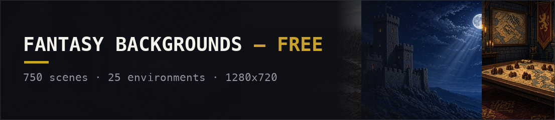 Fantasy Backgrounds &mdash; 750 scenes across 25 environments, free