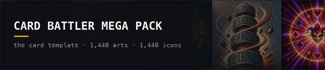 Card Battler Mega Pack &mdash; the card template, 1,440 arts and 1,440 icons