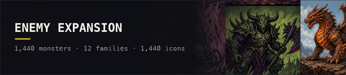 Enemy Expansion &mdash; 1,440 monsters across 12 families