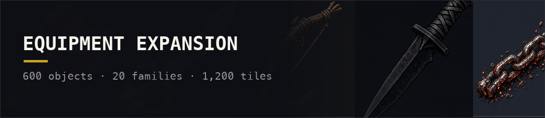 Equipment Expansion &mdash; 600 weapons and items across 20 families