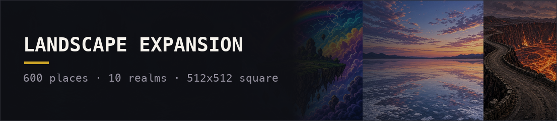 Landscape Expansion &mdash; 600 places across 10 realms