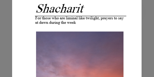 Cover image for Shacharit: For the Twilight People