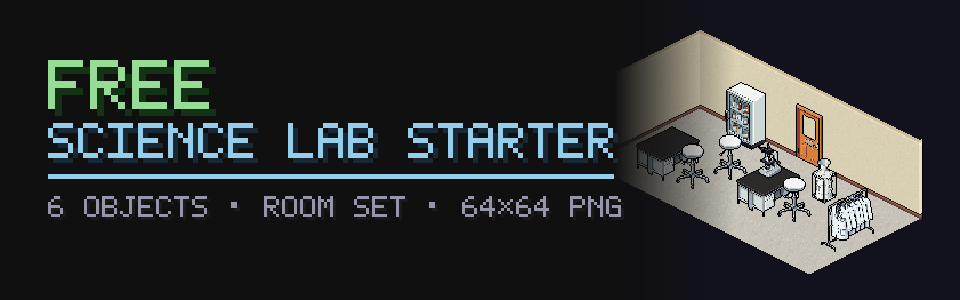 Isometric Science Lab Starter: 13 Free Sprites (6 Objects + Room Set)