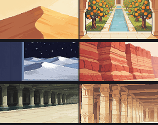 Desert Kingdom Backgrounds — 150 Pixel Art Scenes [$5.00]
