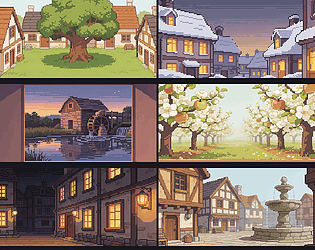 Fantasy Village Backgrounds — 150 Pixel Art Scenes [$5.00]