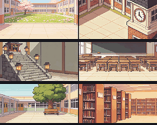 School Life Backgrounds — 150 Pixel Art Scenes [$5.00]