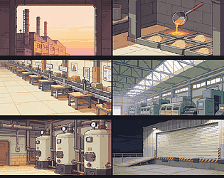 Mechanized Factory Backgrounds — 150 Pixel Art Scenes [$5.00]