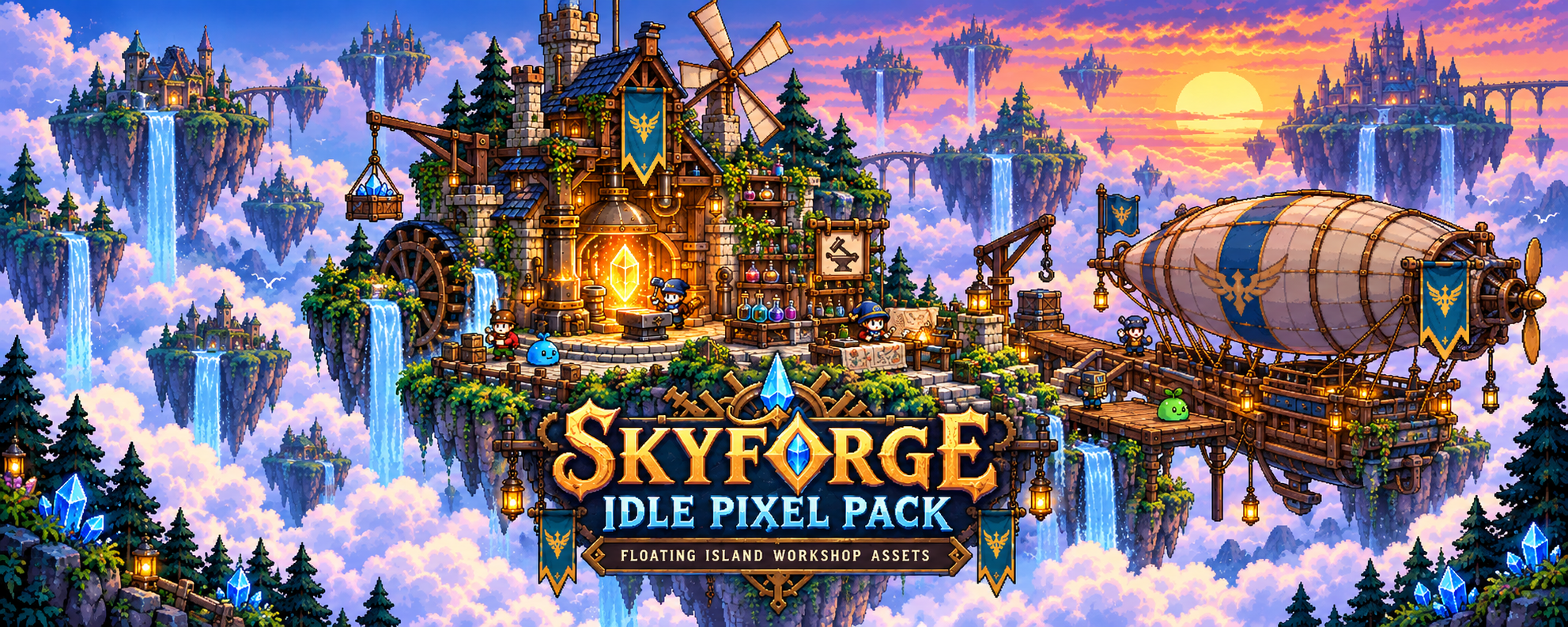 Skyforge Idle Pixel Pack — Floating Island Workshop Assets