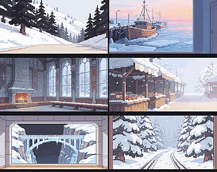Snow Kingdom Backgrounds — 150 Pixel Art Scenes [$5.00]